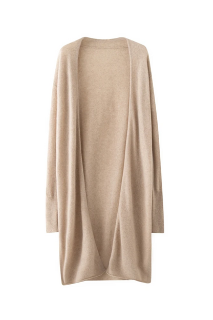 Camel cardigan on a white background