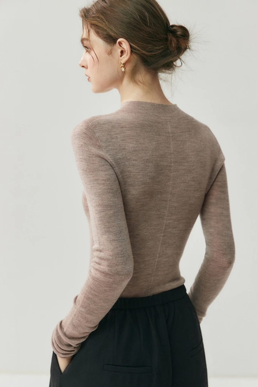 Fine Knit Mock Neck Sweater