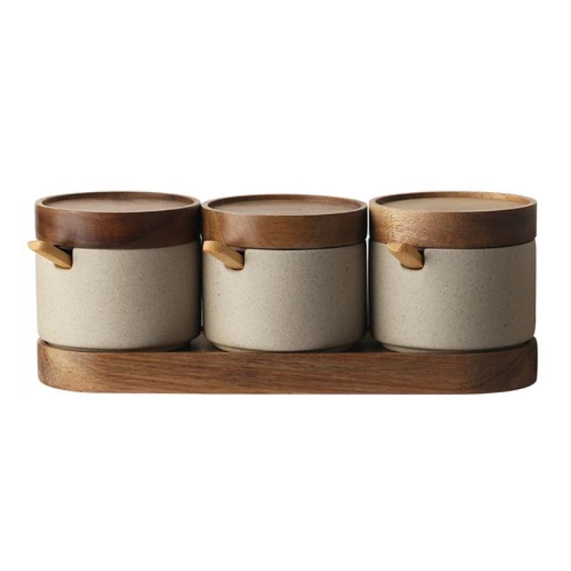 Ceramiczny słoik z bambusową pokrywką