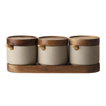 Ceramiczny słoik z bambusową pokrywką