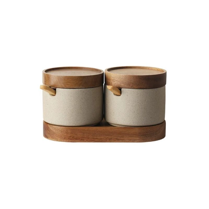 Ceramiczny słoik z bambusową pokrywką