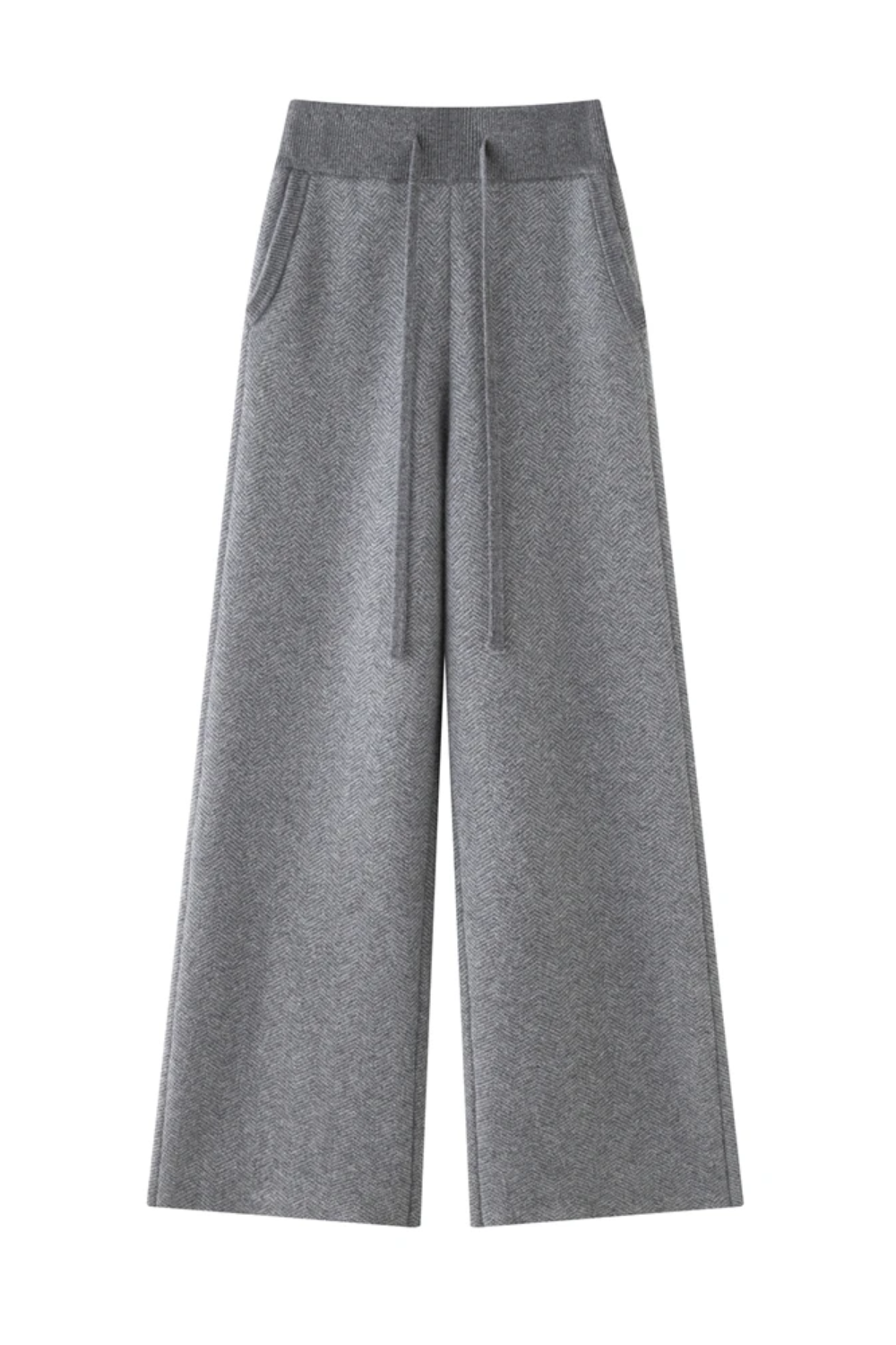 Gray wide-leg pants on a white background