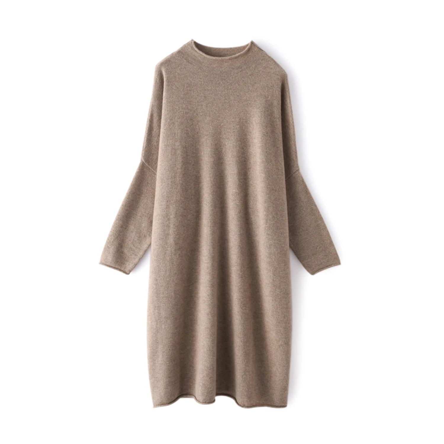 Beige sweater dress on a white background